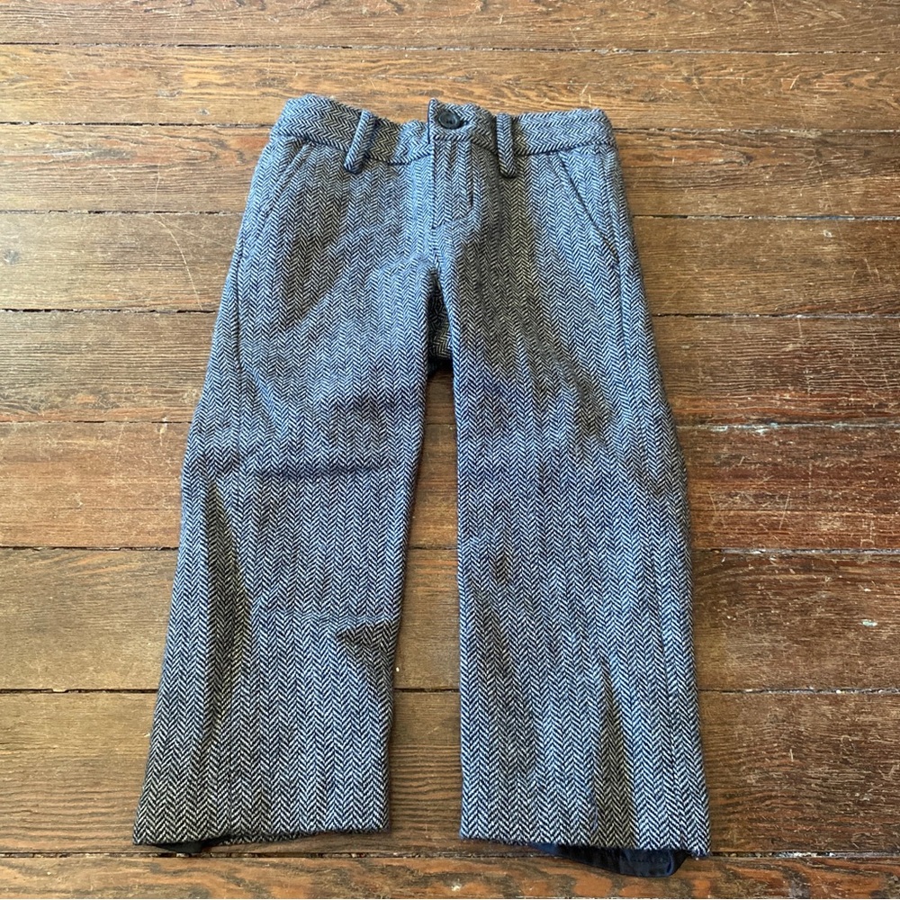 Janie & Jack Wool Pants Herringbone Black White Boys 2T